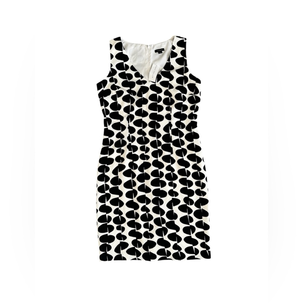 NWT Ann Taylor Black & White Print Sheath Dress Size 0